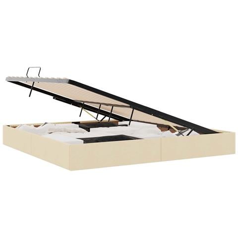 Letto ottomano con archiviazione Crema 200 x 200 cm Tessuto - Foto 1