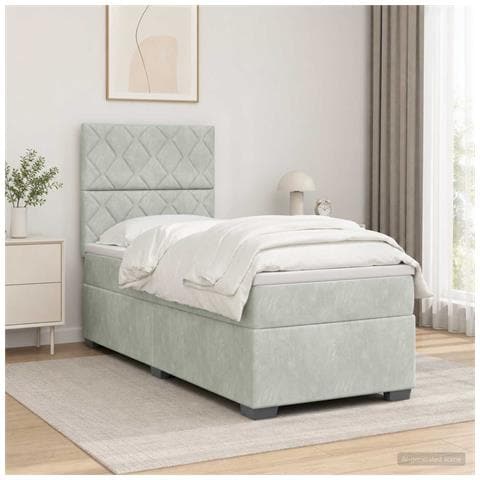 Letto box spring con materasso Grigio Chiaro 80 x 200 cm - Foto 2