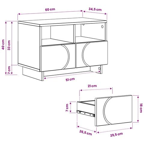 Supporto TV 60 x 34.5 x 40 cm Bianco Lucido - Foto 9