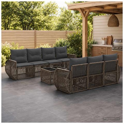 Set Divano da Giardino 8 pz Grigio polyrattan - Foto 2