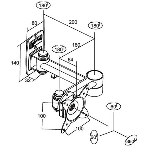 Supporto a Muro per Monitor LCD Braccio Doppio Nera 13 " -24 " 23105A - Foto 2