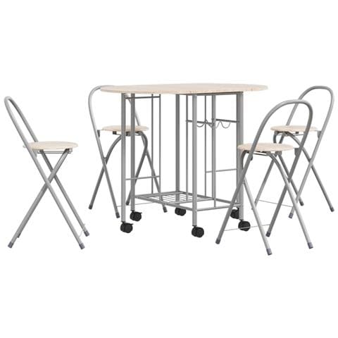 5 Pz Set Tavolo e Sedie Pieghevoli in MDF - Foto 1