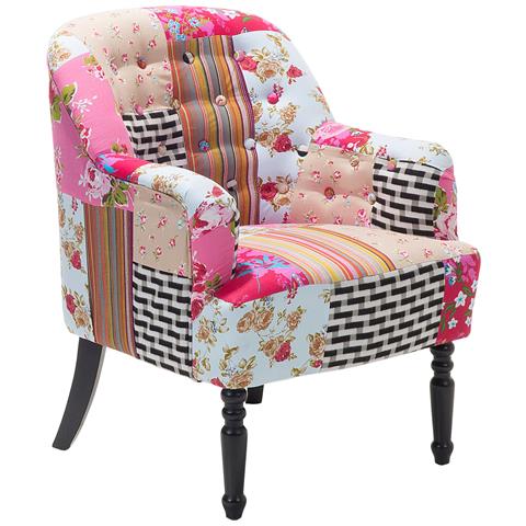 Poltrona Vintage Imbottita In Tessuto Multicolore - Mandal - Foto 27