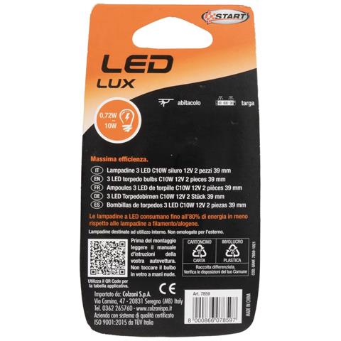 C5w Coppia Di Lampadine Siluro Per Luci Auto 12v 5w Sv8,5 - Foto 4