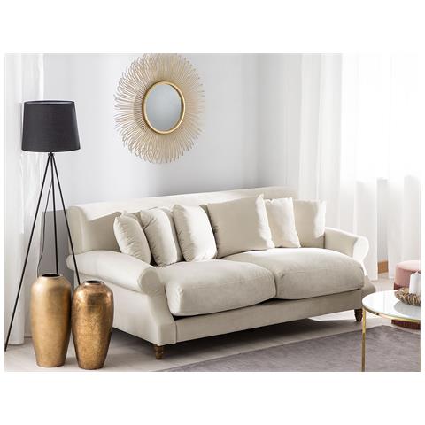 Divano 3 Posti In Velluto Beige Chiaro Eike - Foto 19
