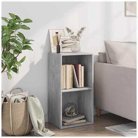 Libreria A 2 Ripiani Grigio Cemento 40x30x76,5 Cm Truciolato - Foto 10
