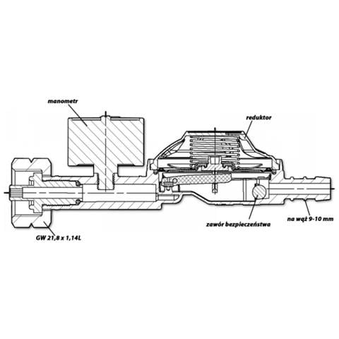 Regolatore Di Gas 37mbar 1,5kg / h Con Valvola Di Sicurezza E Manometro Per Tubo 9-10mm (rg A310ie-m) - Foto 3