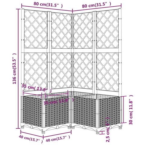 Fioriera da Giardino con Graticcio Nero 80x80x136 cm in PP - Foto 7