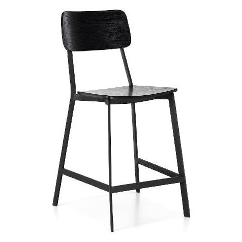 Set 2 Sgabelli Woody - Mobile Arredo Design - Per Casa, Ufficio, Soggiorno, Sala Da Pranzo, Cucina - Tavolo - Nero In Legno, Metallo - 51 X 51,5 X 97 Cm - Foto 1