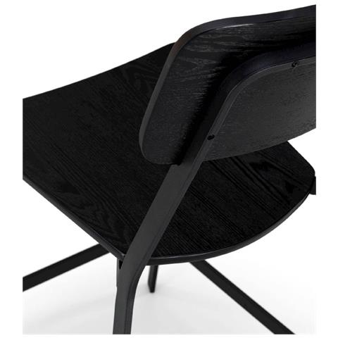 Set 2 Sgabelli Woody - Mobile Arredo Design - Per Casa, Ufficio, Soggiorno, Sala Da Pranzo, Cucina - Tavolo - Nero In Legno, Metallo - 51 X 51,5 X 97 Cm - Foto 3