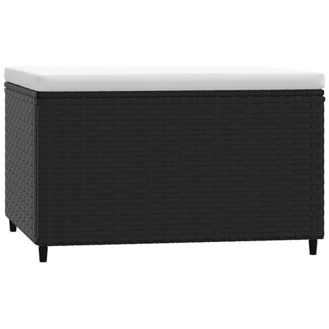 Poggiapiedi Da Giardino Con Cuscini In Polyrattan Nero - Foto 7