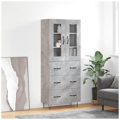 Credenza Grigio Cemento 69,5x34x180 Cm In Legno Multistrato - Foto 6