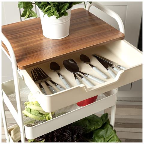 Carrello Per Verdure Elvia Bianco Metallo 46,5 X 30,5 X 75 Cm - Foto 2