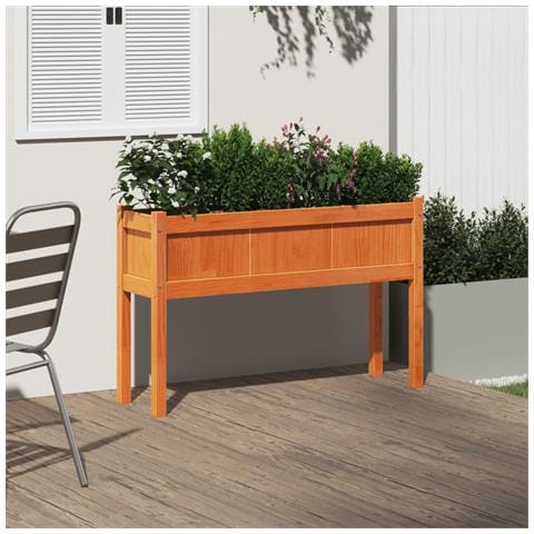 Fioriera Giardino Gambe Marrone Cera 110x31x70 Cm Massello Pino - Foto 3