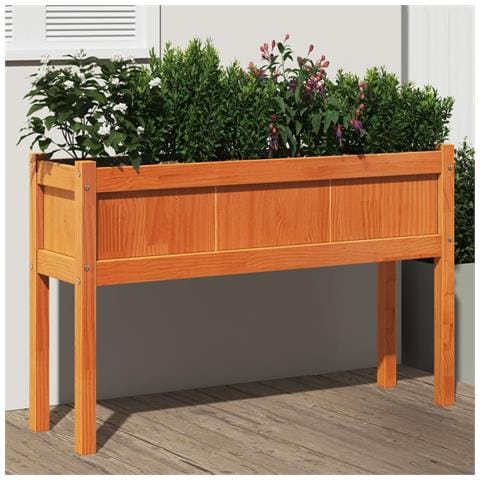 Fioriera Giardino Gambe Marrone Cera 110x31x70 Cm Massello Pino - Foto 1