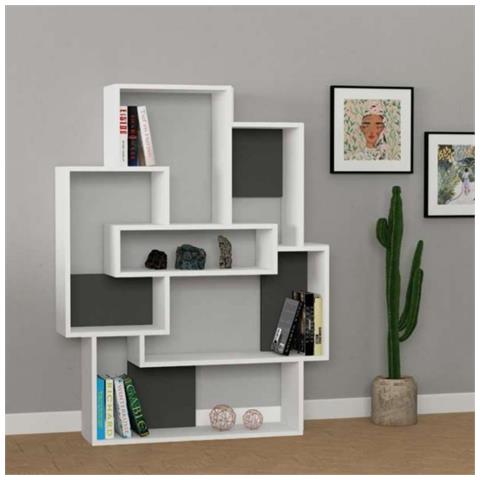 Libreria Barce Bianco Antracite 101x22x132h - Foto 1
