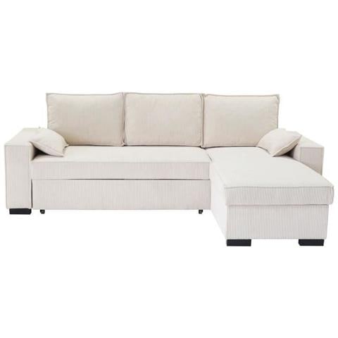 Divano Angolare Trasformabile Reversibile Marlon - Chaise Longue Con Cassapanca - Velluto A Coste 240 X 143 X 85 Cm - Foto 1