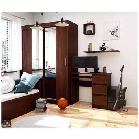 Scrivania per computer A6 destro, 3 cassetti, 90x50x77 cm, Colore Weng? - Foto 6