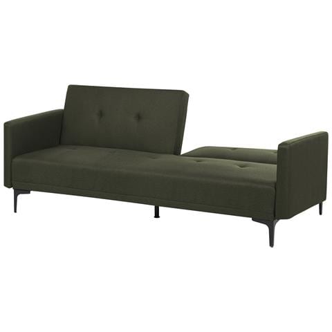 Divano Letto 3 Posti Lucan Tessuto Verde Scuro - Foto 2
