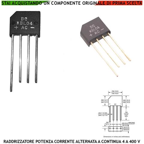 Kbl04 Raddrizzatore Corrente Monofase Ponte Diodi Contenitore Ermetico 4 Reofori Montaggio Su Circuito Stampato Tramit - Foto 1