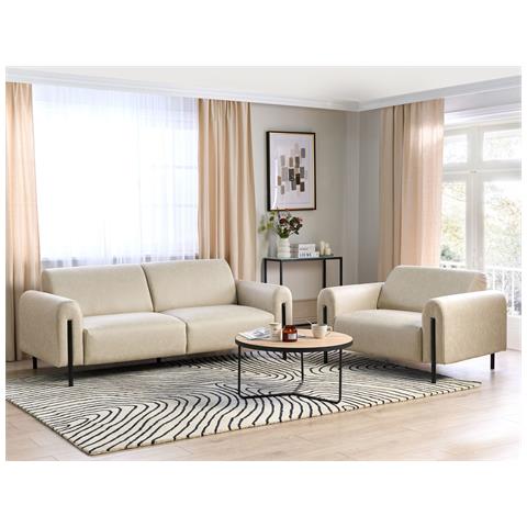 Set Da Salotto 4 Posti Askim Tessuto Beige - Foto 1
