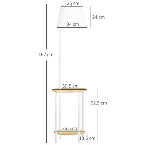 Lampada Da Terra Moderna Con Tavolino A 2 Livelli Per Soggiorno E Camera Da Letto, 43l X 39.5p X 162a Cm - Foto 2
