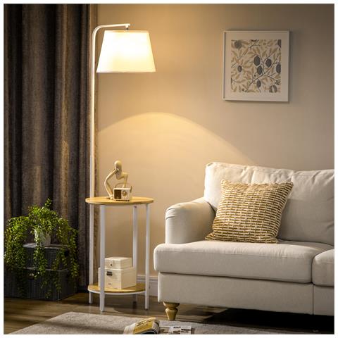 Lampada Da Terra Moderna Con Tavolino A 2 Livelli Per Soggiorno E Camera Da Letto, 43l X 39.5p X 162a Cm - Foto 6