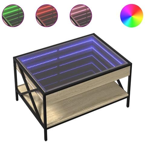 Tavolino Da Salotto Con Led Infinity Rovere Sonoma 70x50x38 Cm - Foto 2