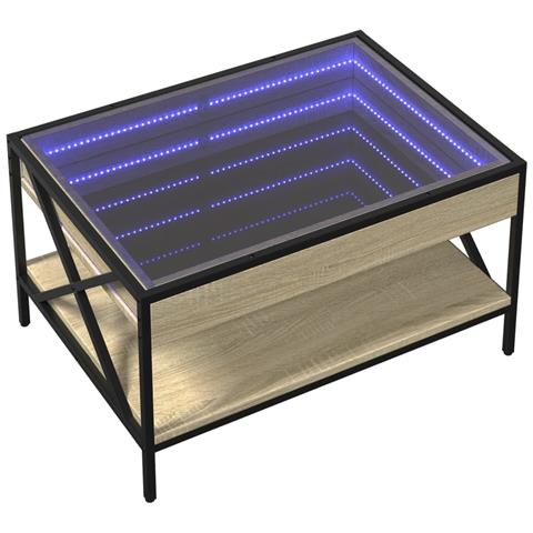 Tavolino Da Salotto Con Led Infinity Rovere Sonoma 70x50x38 Cm - Foto 3