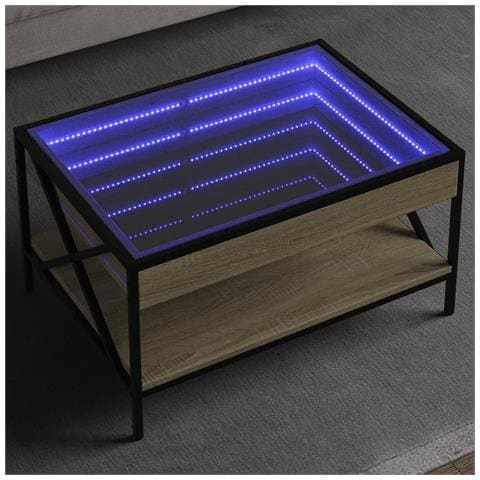 Tavolino Da Salotto Con Led Infinity Rovere Sonoma 70x50x38 Cm - Foto 1
