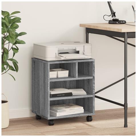 Supporto Per Stampante Con Ruote Grigio Sonoma 41x32x48 Cm - Foto 3
