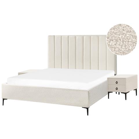 Set Da Camera Da Letto Bouclé Sezanne 180 X 200 Cm Bianco Sporco - Foto 2