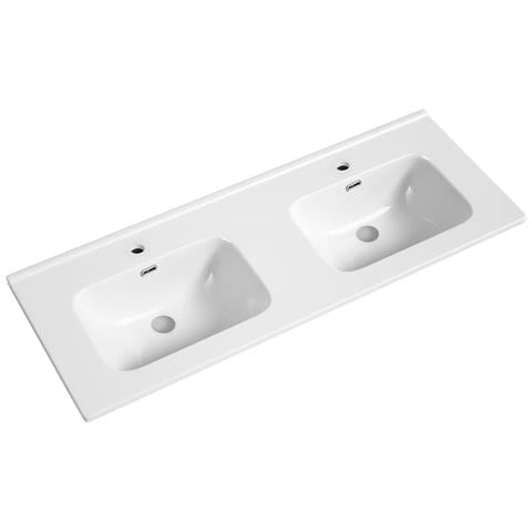 Lavabo Ad Incasso In Ceramica Bianco Lucido Per Mobili Bagno *** Misure : 121x46 Cm - Foto 1