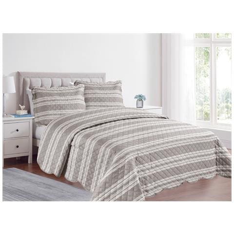 Copriletto Trapuntato Quilt Estivo Piumino 100gr Mq Disegno Pinsonic Infinity Singolo Tortora - Foto 1