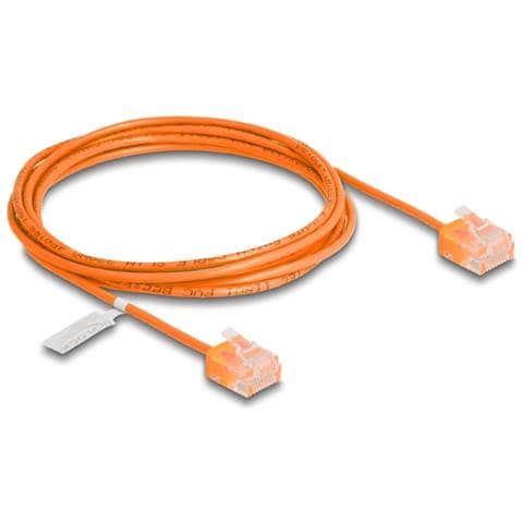 Cavo di rete RJ45 Cat. 6 UTP Ultra Slim 2 m arancione con connettori corti - Foto 1
