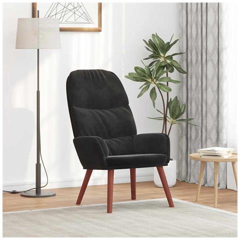 Poltrona Relax Nera in Velluto - Foto 1