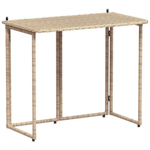 Tavolino Da Giardino Pieghevole Beige 90x51x75 Cm In Polyrattan - Foto 2