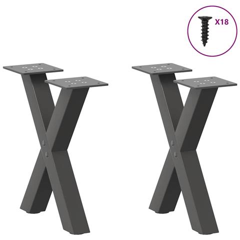 Gambe Tavolino Caffè A X 2 Pz Antracite 30x(30-31)cm In Acciaio - Foto 3