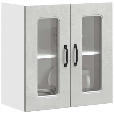 Pensile Da Cucina Con Porta In Vetro Kalmar Grigio Cemento - Foto 1