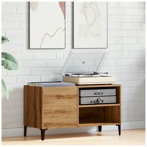 Mobile Porta Dischi Rovere Artigianale 84,5x38x48cm Multistrato - Foto 3