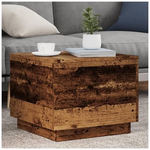 Tavolino Da Salotto Con Luci Led Legno Antico 50x50x40 Cm - Foto 1