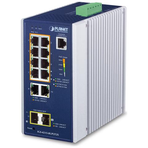 IGS-4215-8UP2T2S switch di rete Gestito L2/L4 Gigabit Ethernet (10/100/1000) Supporto Power over Ethernet (PoE) Alluminio, Blu - Foto 1