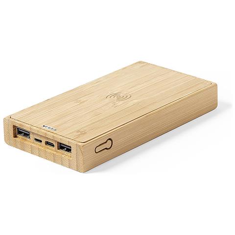 Power Bank Natura Bambù Qi 5w. 10000 Mah. Ricarica Solare. 2 Uscite Usb E 1 Type C. Ingresso Micro Usb E Type C 7,9x14,9x2 Cm. Colore Del Legno - Foto 6
