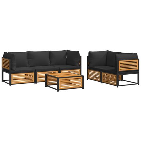 Lusso Casadino - Set Divano Da Giardino 6 Pz Con Cuscini In Massello Di Acacia - Foto 1