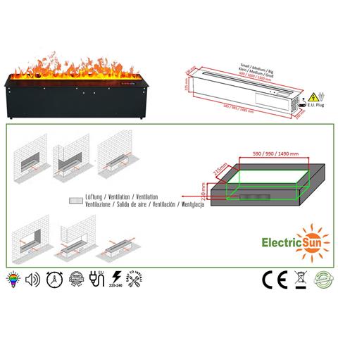 Camino Elettrico 3d A Vapore Acqueo Da Incasso, Led, Con L'app, Mistique Xxl 200 Cm - Foto 8