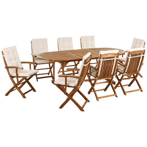Set Da Pranzo Da Giardino 8 Posti Maui Premium Legno D \'acacia Beige Chiaro - Foto 2