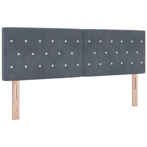 Testiera  con bottoni in cristallo grigio scuro 140 cm in velluto - Foto 1