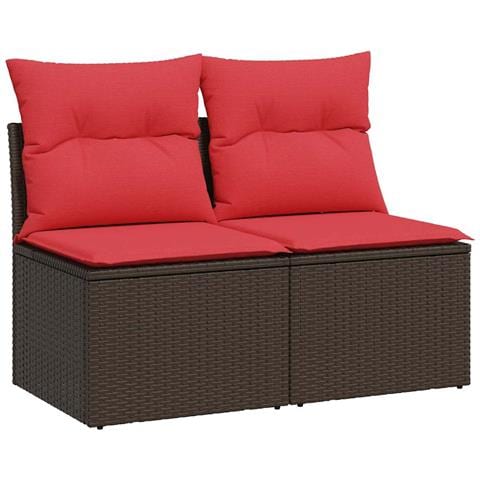 Set Divano Giardino 4 pz con Cuscini Marrone Polyrattan Acacia - Foto 1