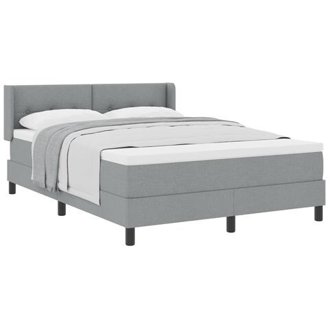 Letto con rete a molle e materasso grigio chiaro 160x200 cm in tessuto - Foto 1