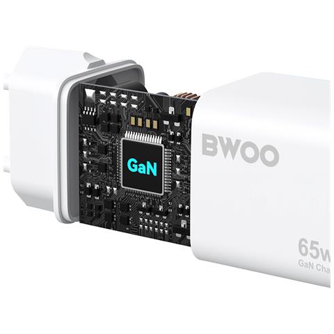 Caricatore Gan 65w 2xusb-c 1xusb Compatto, Bianco - Foto 2